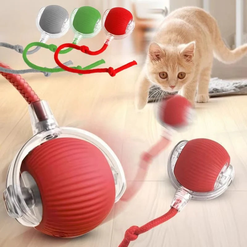 [Hometech] Motorized Rolling Cat Toy with Fiber Tail Design