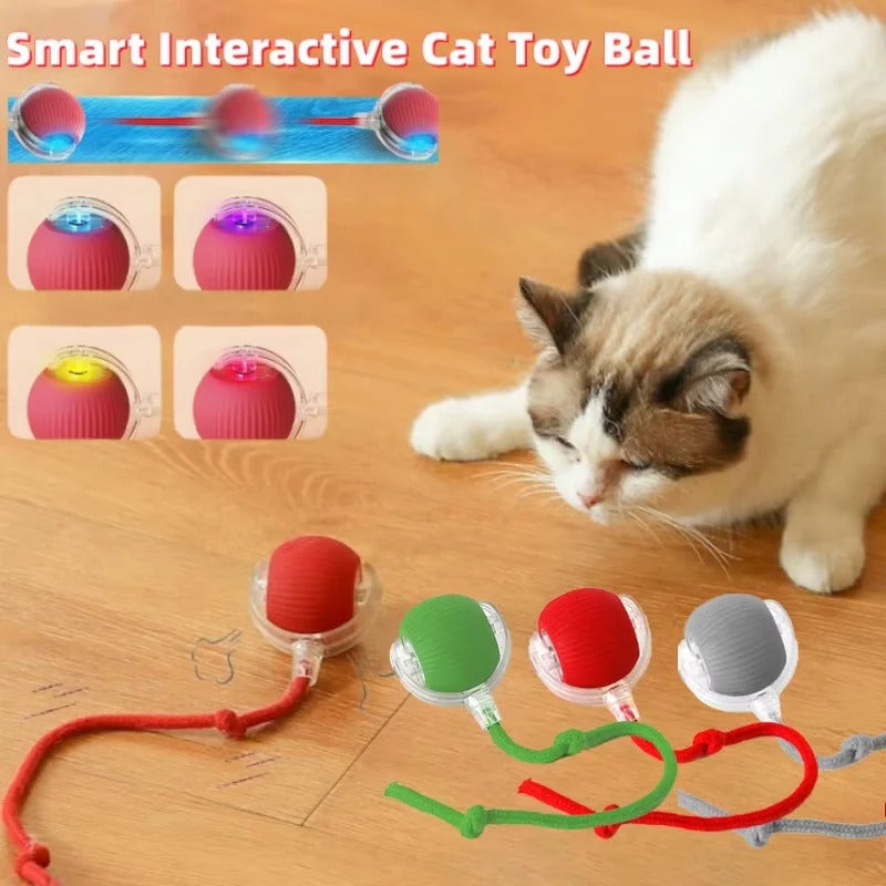 [Hometech] Motorized Rolling Cat Toy with Fiber Tail Design