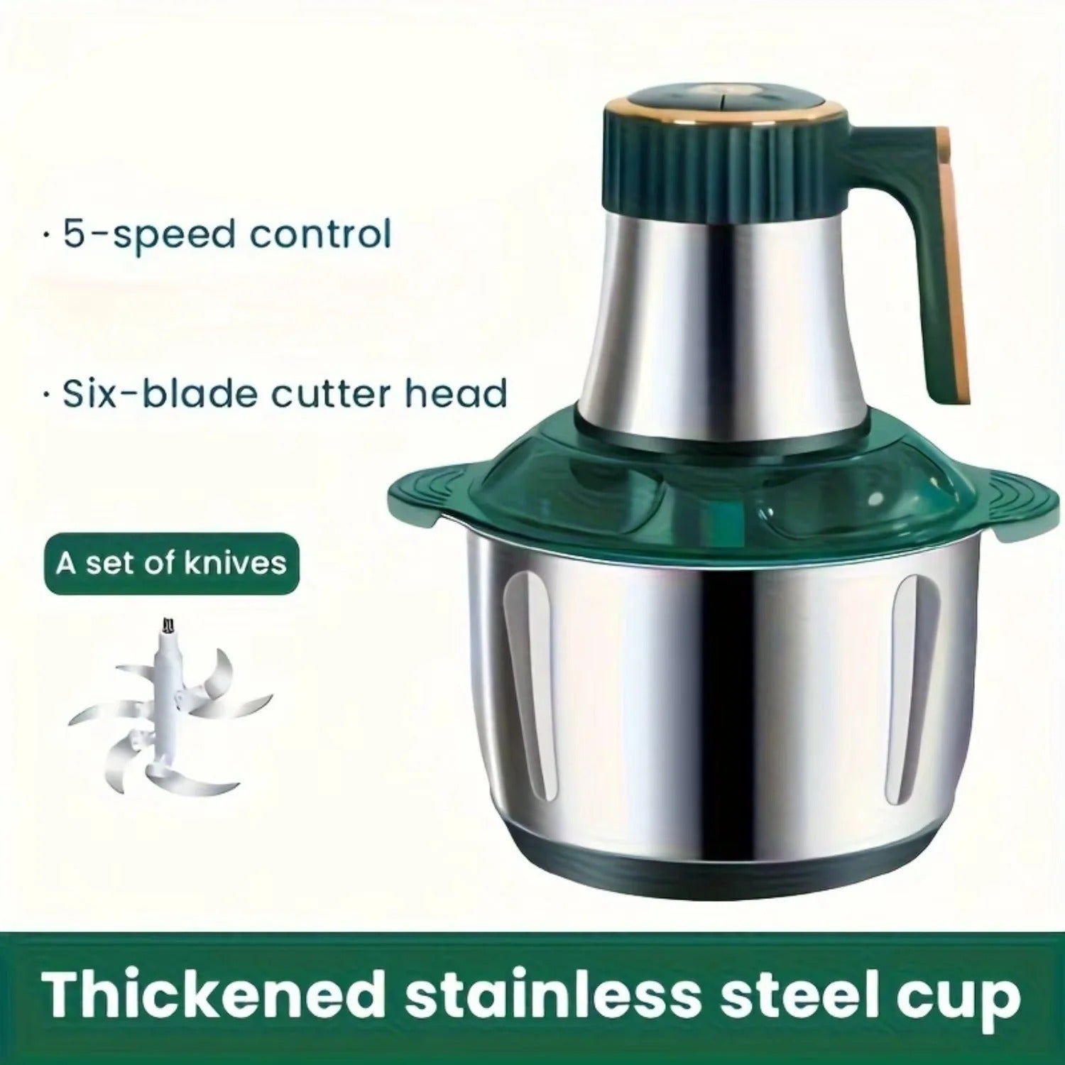 [Hometech] Electric Food Chopper with Stainless Steel Dual Blade System