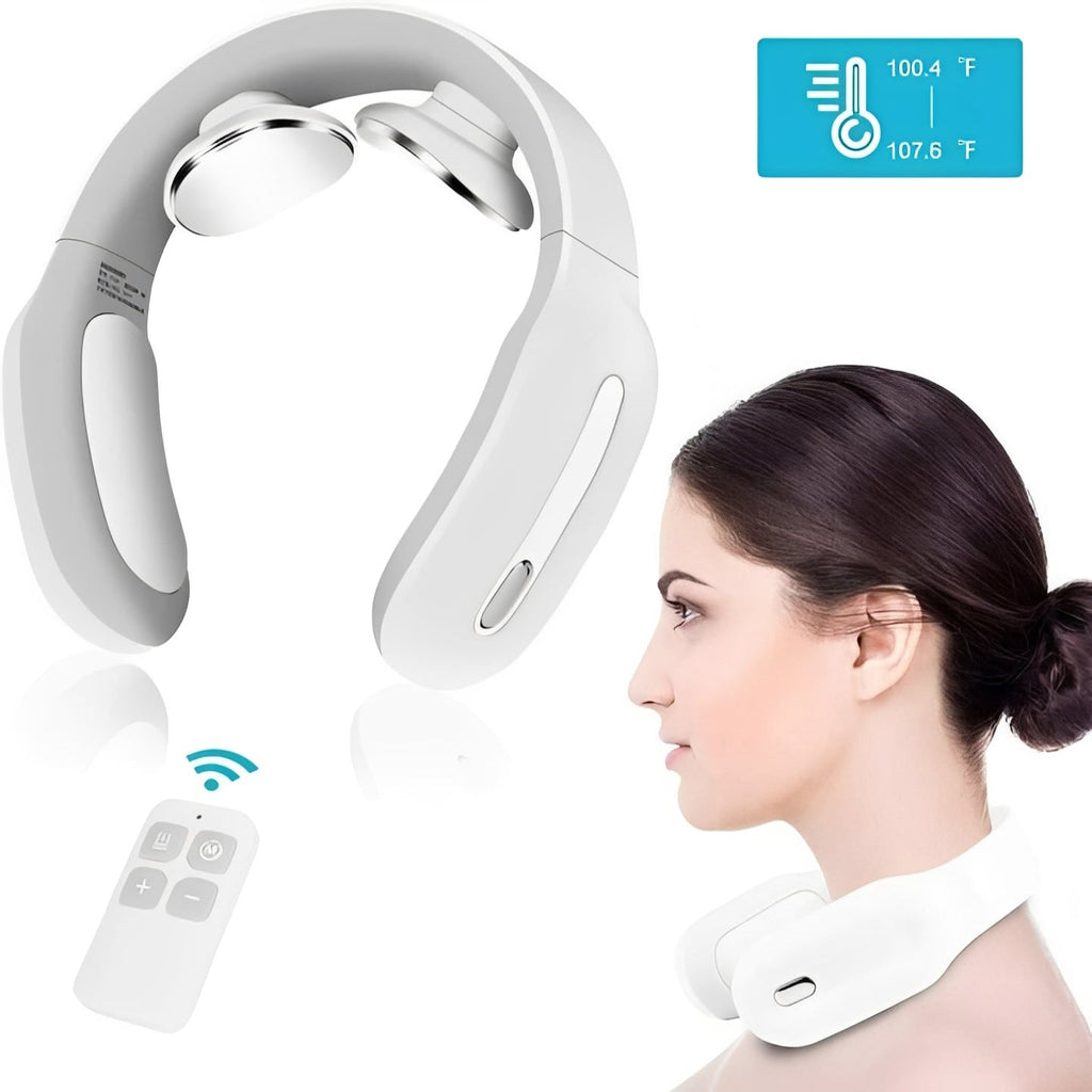 [Hometech] Rechargeable Neck Massager with Heat and Adjustable Pulse Modes