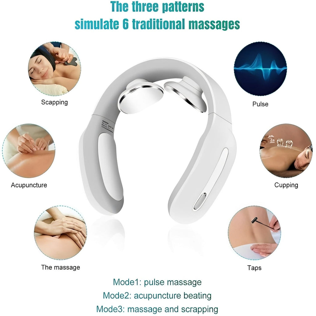 [Hometech] Rechargeable Neck Massager with Heat and Adjustable Pulse Modes