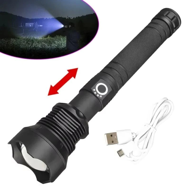 [Hometech] LED Flashlight with Adjustable Beam and USB Rechargeable Design