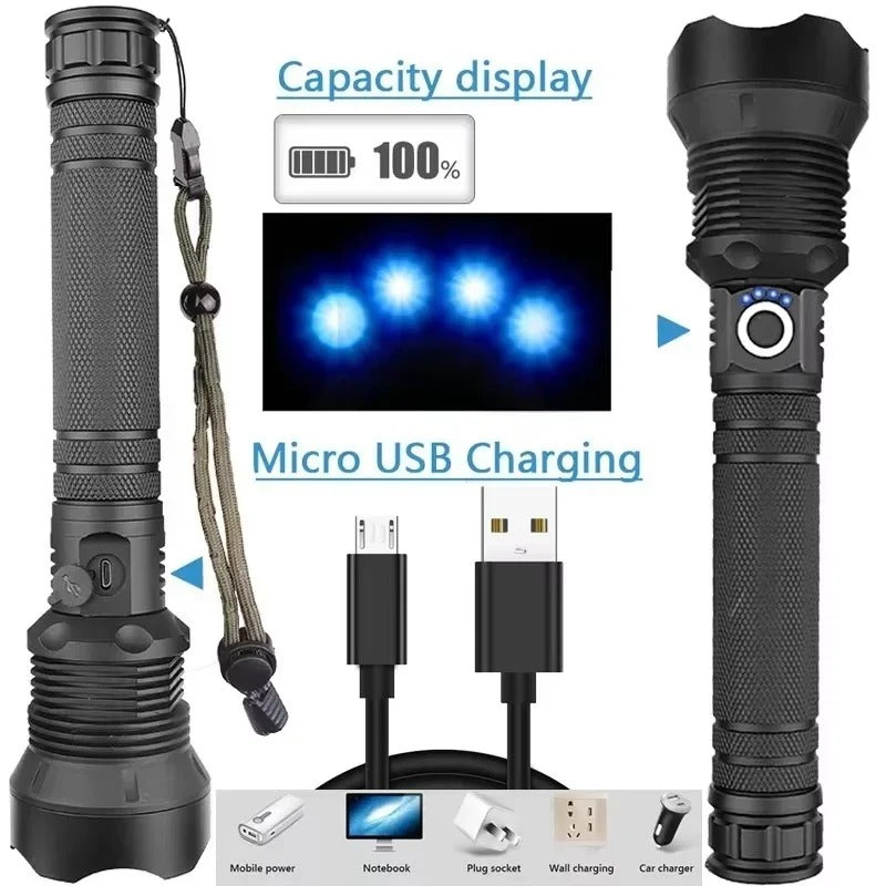 [Hometech] LED Flashlight with Adjustable Beam and USB Rechargeable Design