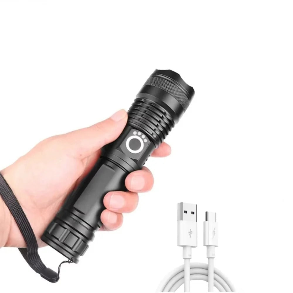 [Hometech] LED Flashlight with Adjustable Beam and USB Rechargeable Design