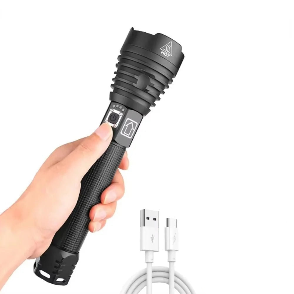 [Hometech] LED Flashlight with Adjustable Beam and USB Rechargeable Design