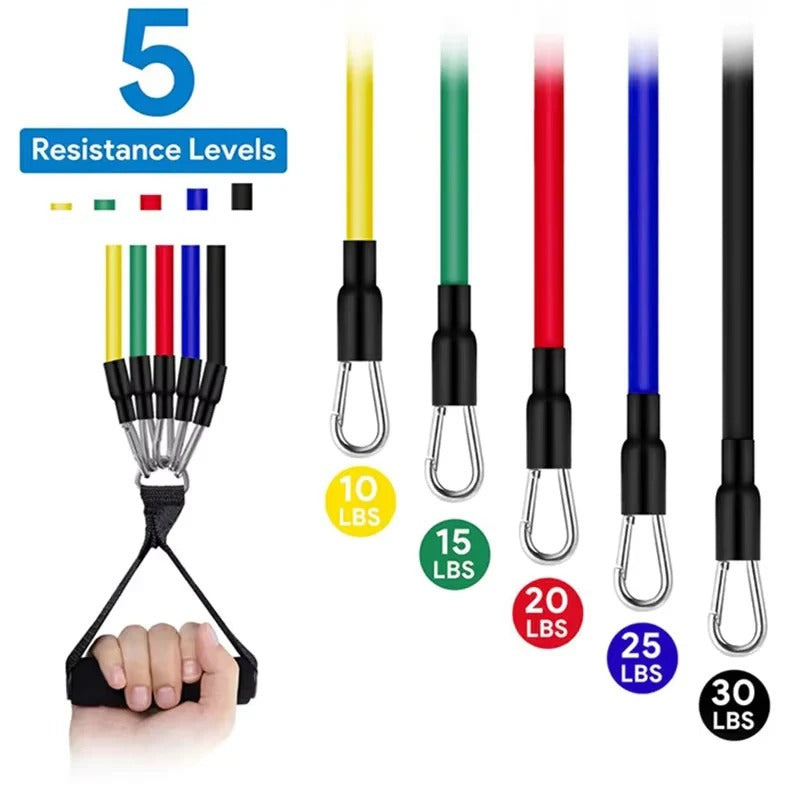 [Hometech] 11 Piece Resistance Band Set for Home Workouts and Strength Training