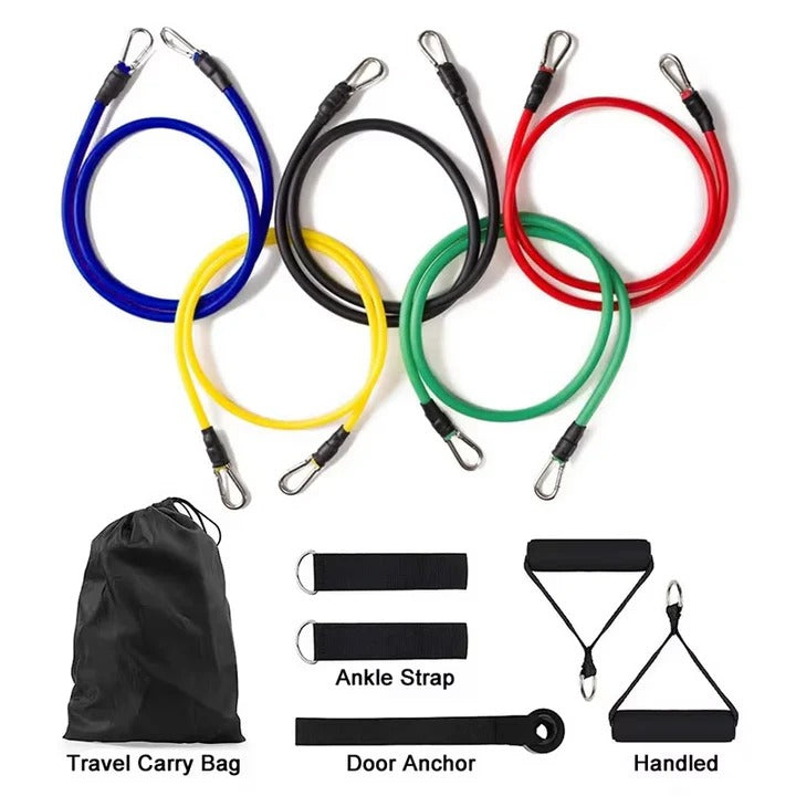 [Hometech] 11 Piece Resistance Band Set for Home Workouts and Strength Training