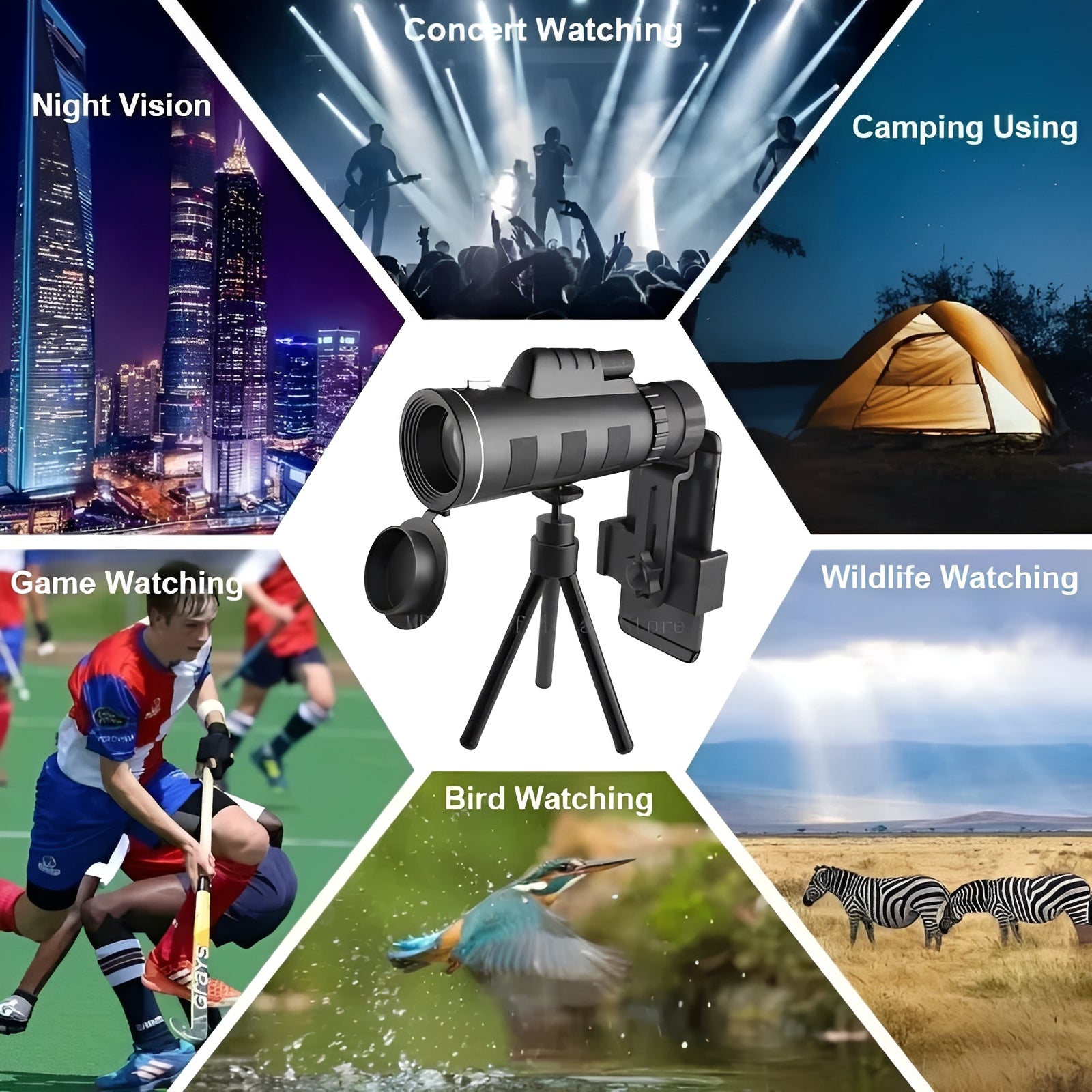 [Hometech] Portable 40x60 Monocular Telescope with Smartphone Adapter and Tripod
