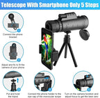 [Hometech] Portable 40x60 Monocular Telescope with Smartphone Adapter and Tripod