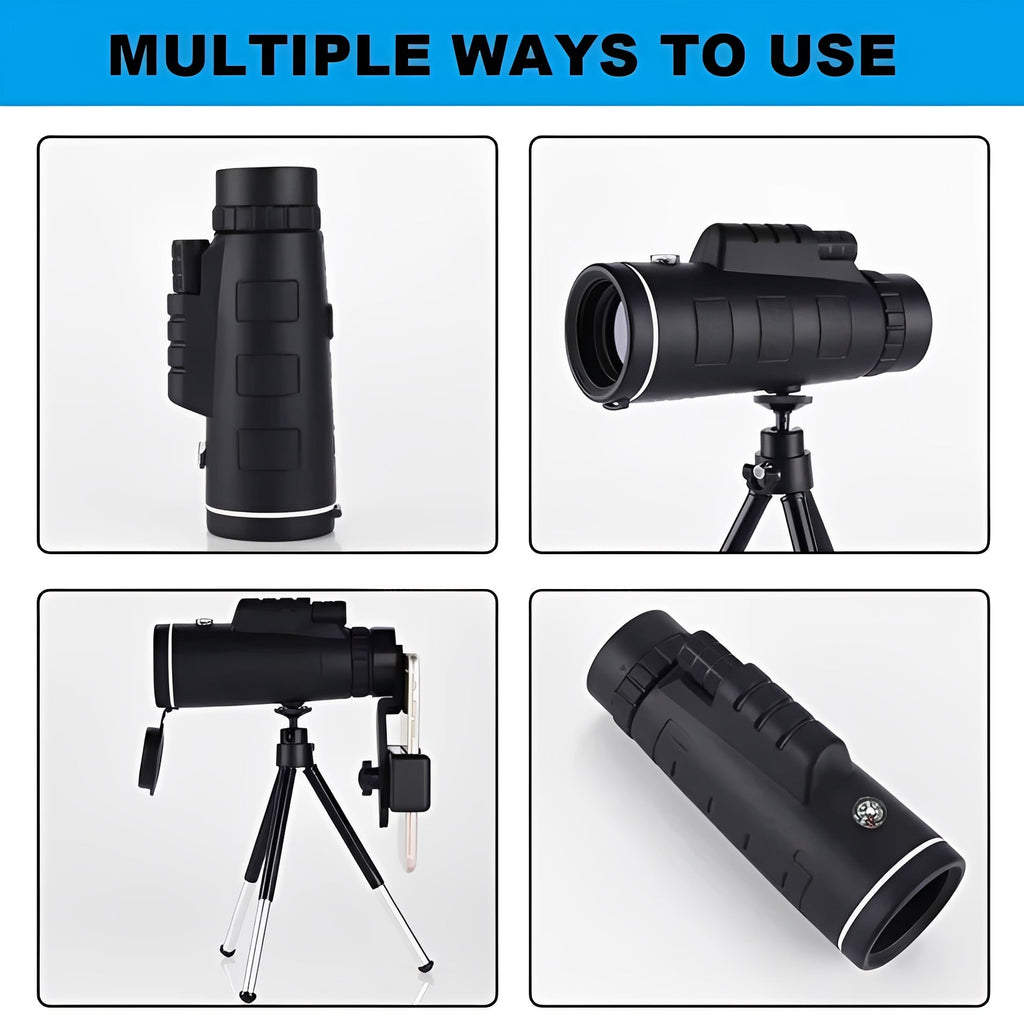 [Hometech] Portable 40x60 Monocular Telescope with Smartphone Adapter and Tripod