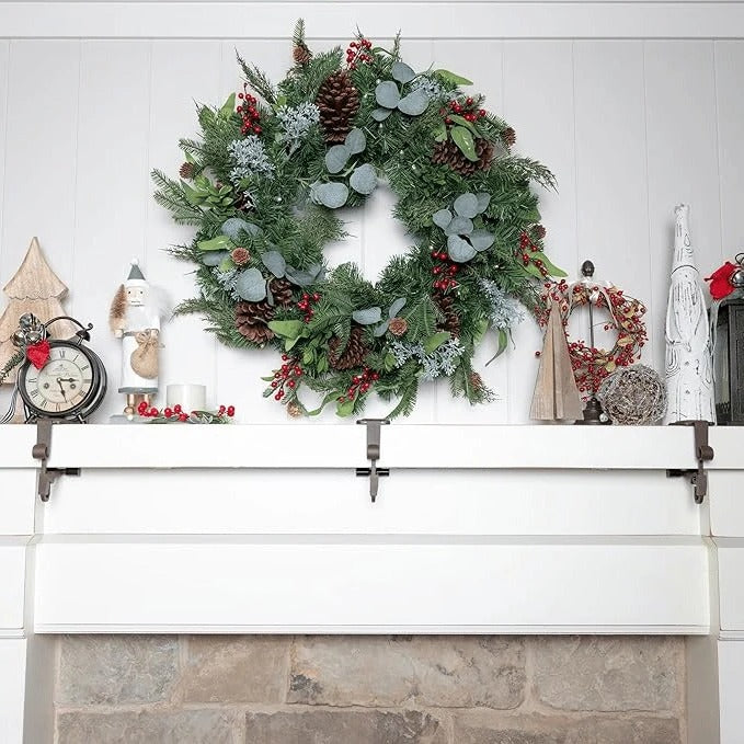 [Hometech] Adjustable Mantle Hook with Weighted Bases for Holiday Stockings and Greenery