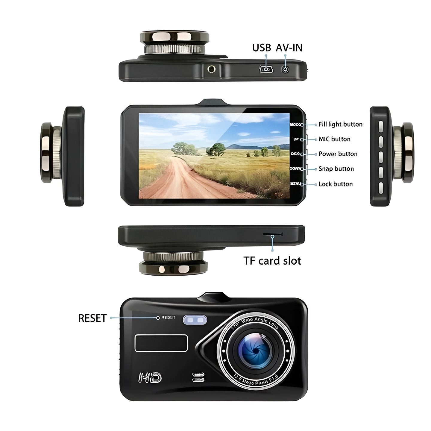 [Hometech] Front and Rear Vehicle Dash Camera with 1080P Recording