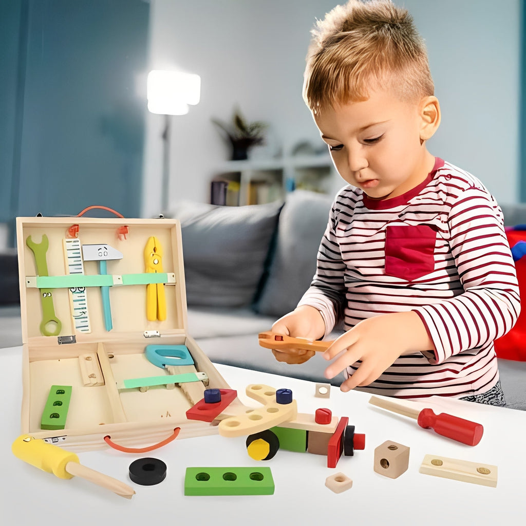 [Hometech] Kids Pretend Tool Set with Building Parts and Storage Box