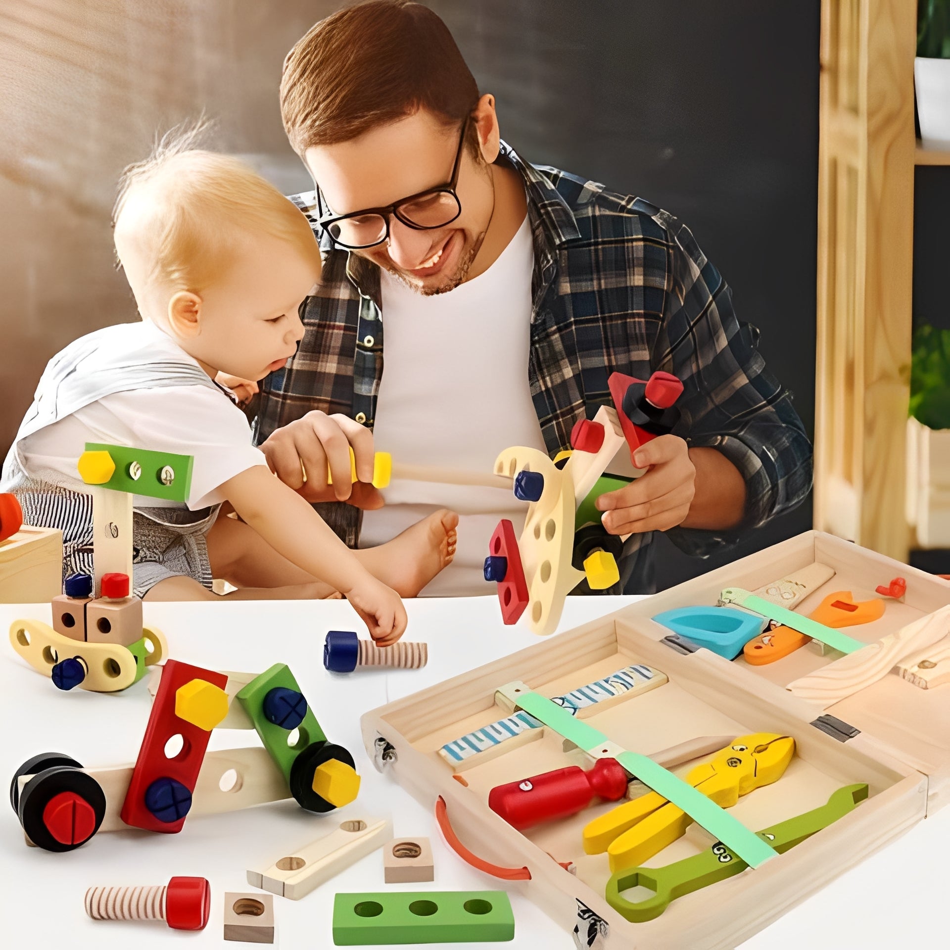 [Hometech] Kids Pretend Tool Set with Building Parts and Storage Box