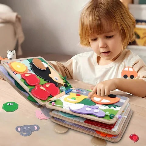 [Hometech] Kid's Portable Activity Book with Textures and Fasteners