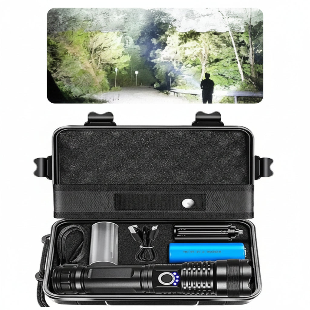 [Hometech] Rechargeable LED Flashlight with Adjustable Beam