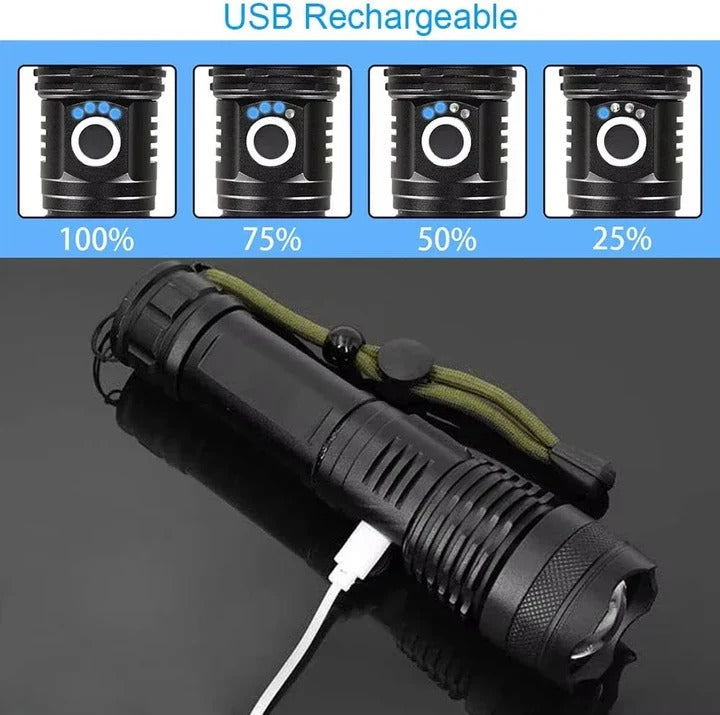[Hometech] Rechargeable LED Flashlight with Adjustable Beam