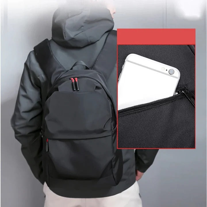 [Hometech] Black Backpack with Multiple Storage Pockets
