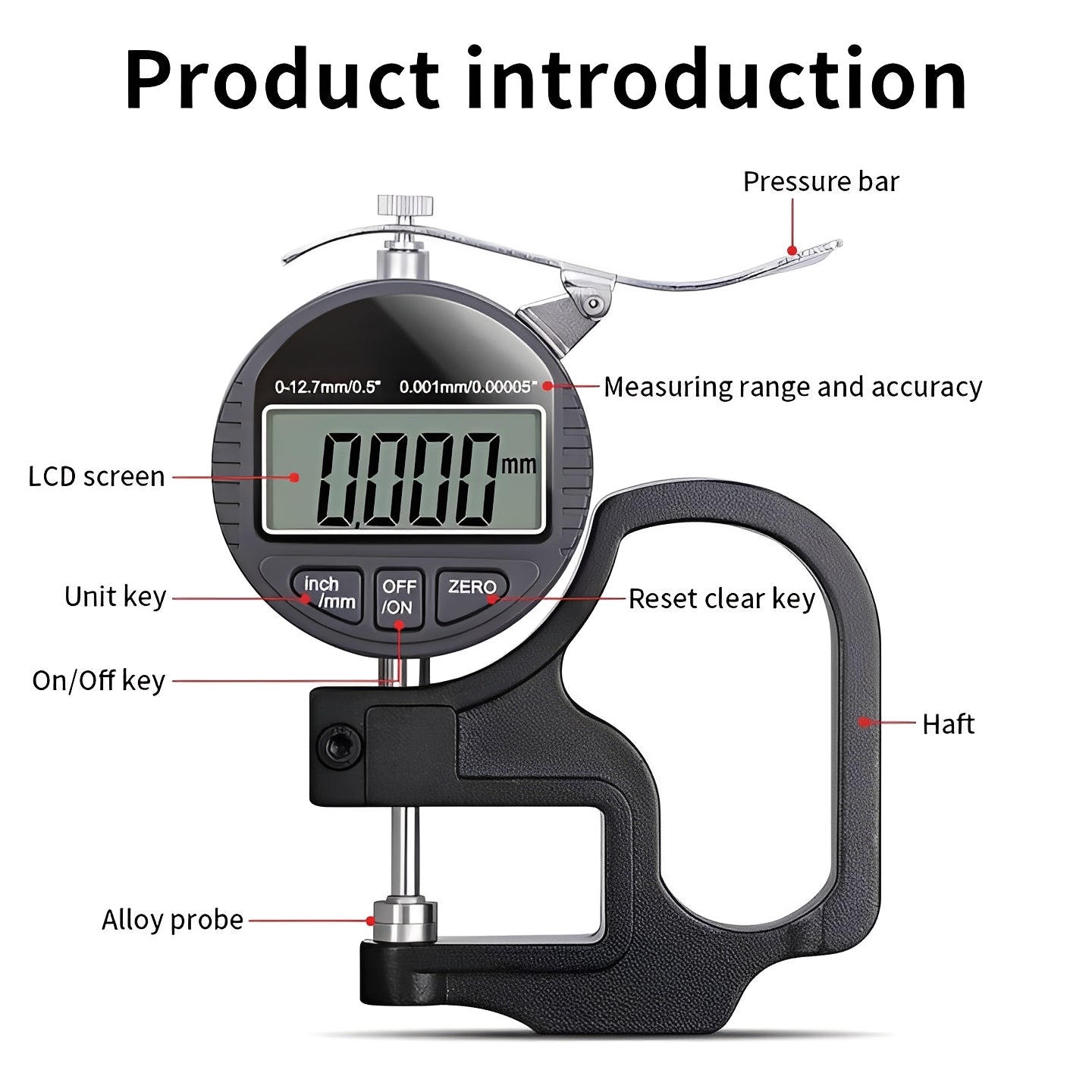[Hometech] Handheld Digital Thickness Measuring Tool with Digital Display