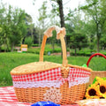[Hometech] Woven Willow Picnic Basket with Removable Cotton Liner