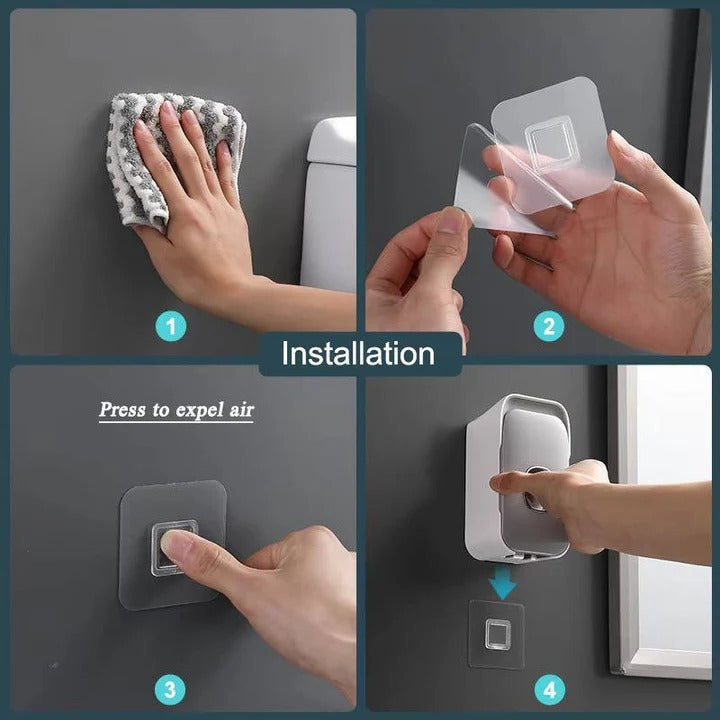 [Hometech] Wall Mounted Toothpaste Dispenser with Adhesive Installation