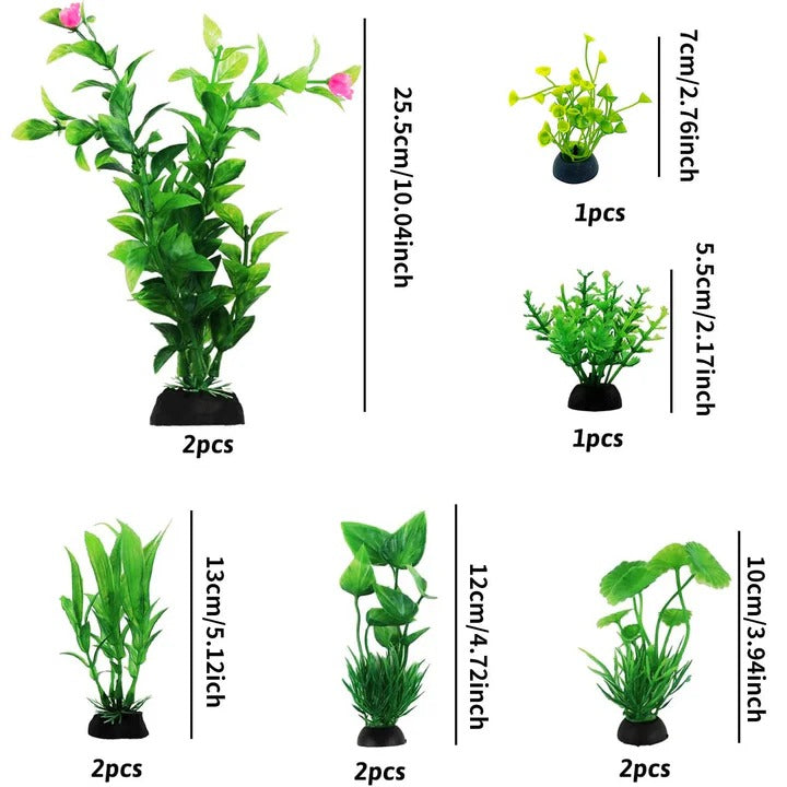 [Hometech] Decorative Artificial Plants for Fish Tanks, 10 Pieces