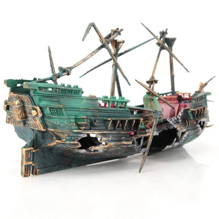 [Hometech] Sunken Boat Aquarium Ornament for Freshwater and Saltwater Tanks