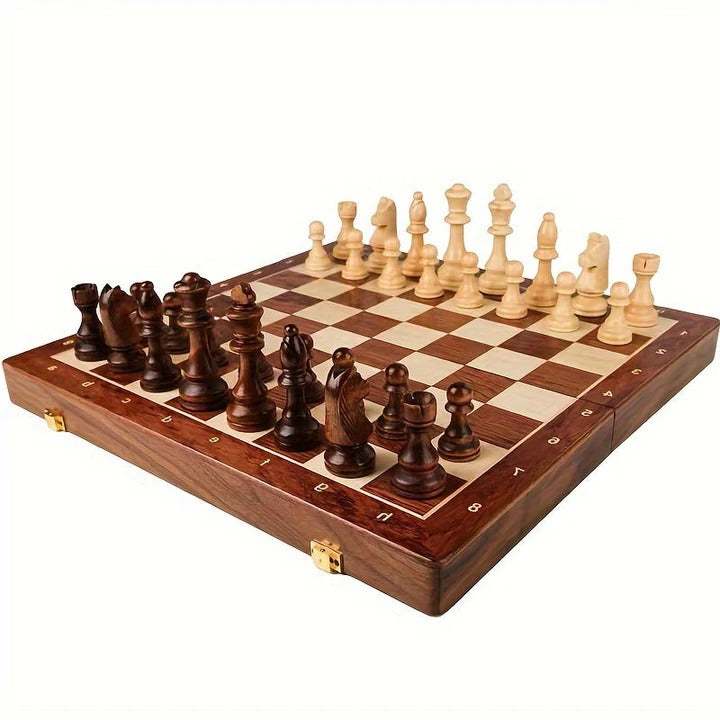 [Hometech] Portable Wooden Chess Set with Storage Compartment