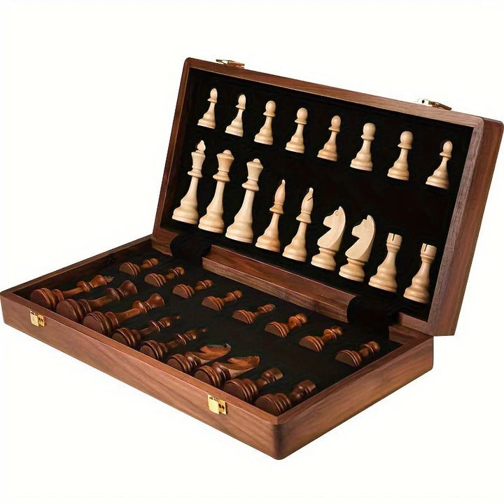 [Hometech] Portable Wooden Chess Set with Storage Compartment