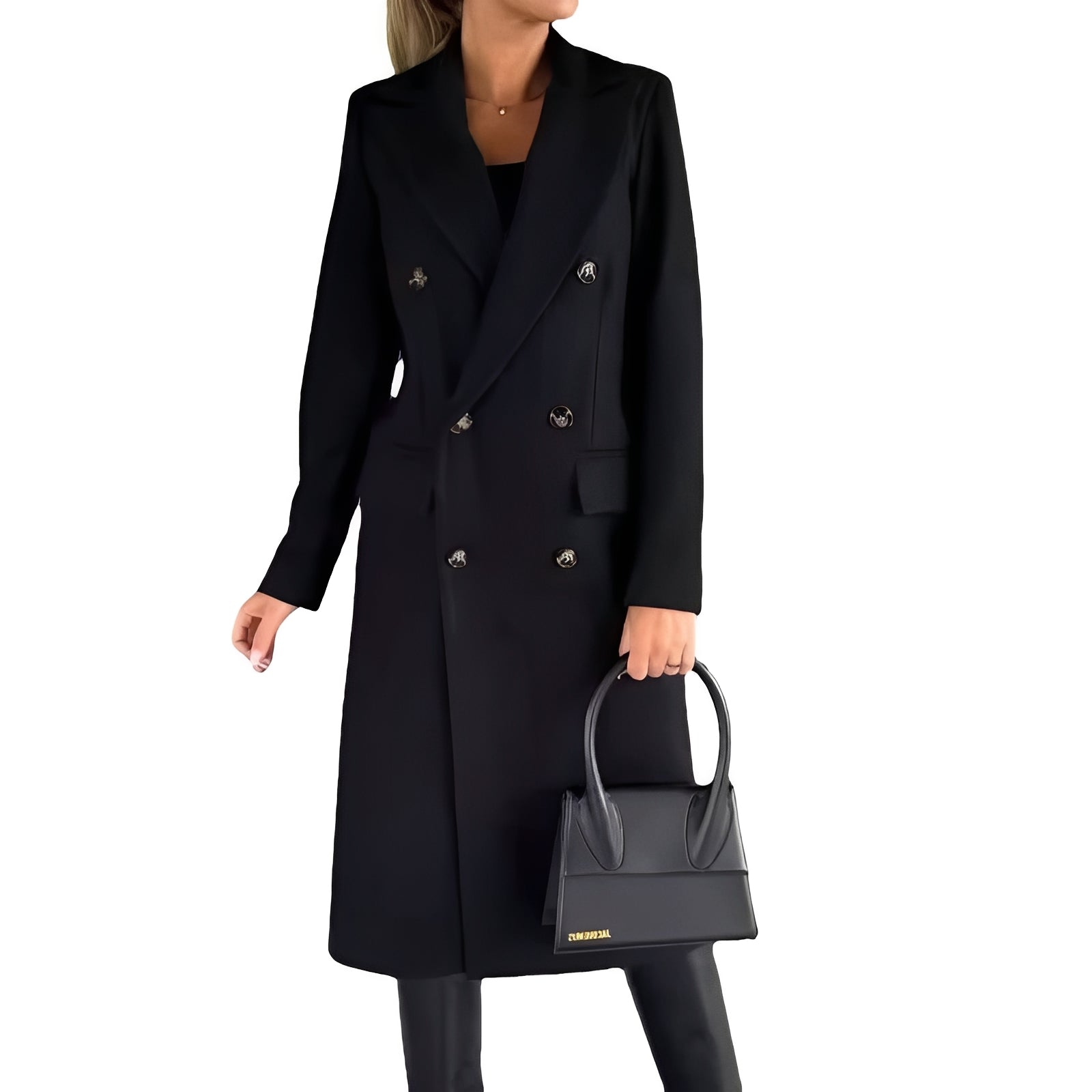 [Hometech] Women's Double Breasted Winter Coat with Slim Fit Design