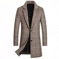 [Hometech] Men's Plaid Wool Coat with Cotton Padding and Lapel Collar