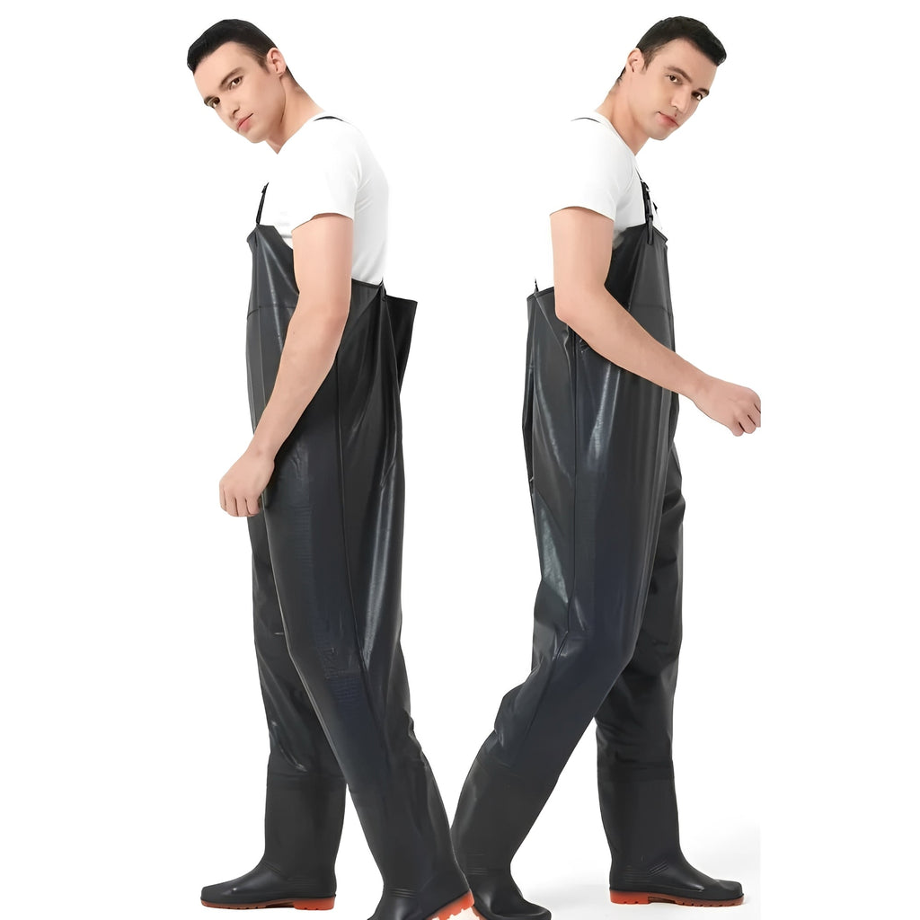 [Hometech] Water Resistant PVC Chest Waders with Adjustable Straps and Traction Boots