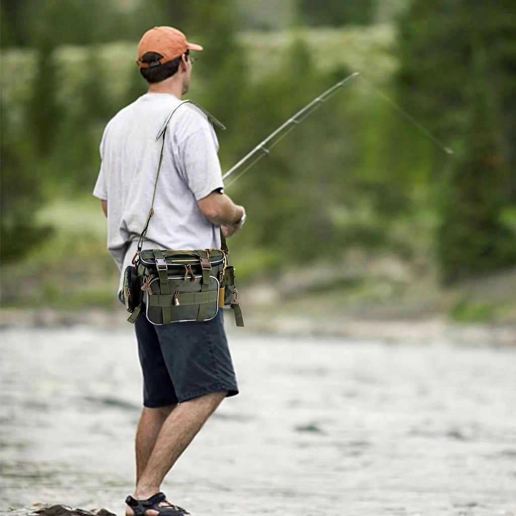 [Hometech] Fishing Gear Storage Bag with Multiple Compartments and Shoulder Strap