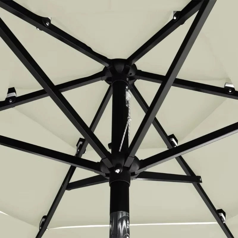 [Hometech] Three Tier Patio Umbrella with Crank Tilt and Aluminum Pole