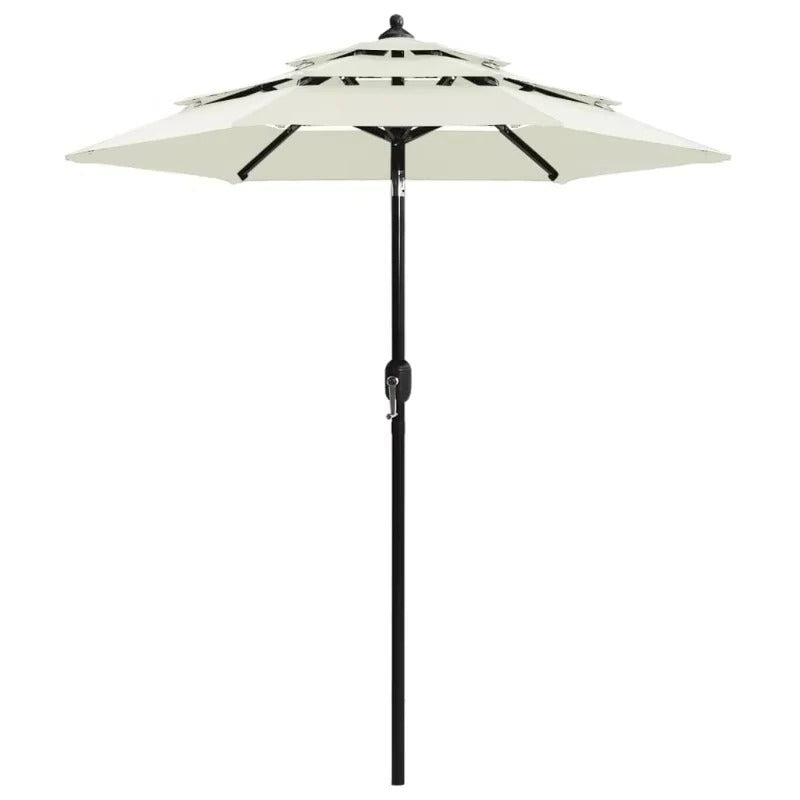 [Hometech] Three Tier Patio Umbrella with Crank Tilt and Aluminum Pole