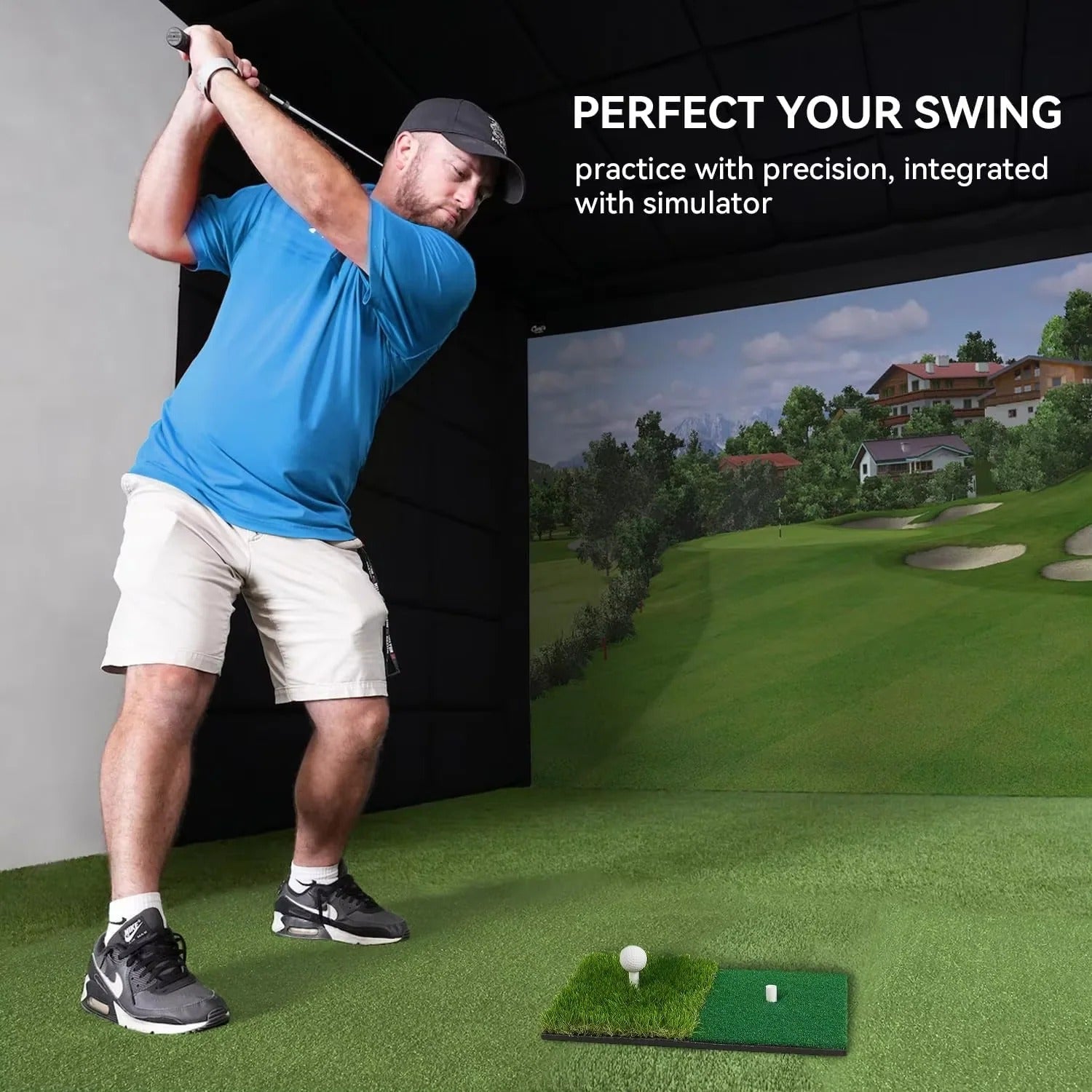 [Hometech] Golf Practice Hitting Mat with Tee Hole for Indoor and Outdoor Use