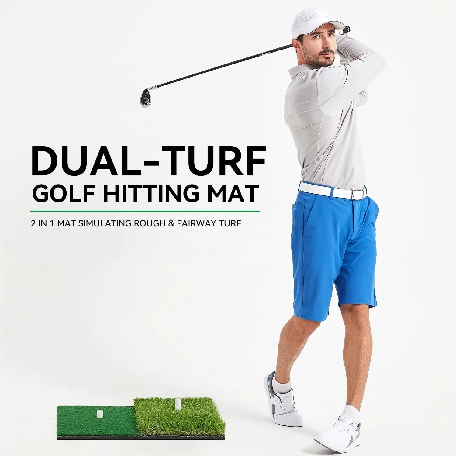 [Hometech] Golf Practice Hitting Mat with Tee Hole for Indoor and Outdoor Use