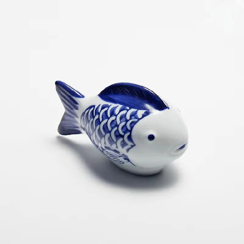 [Hometech] Porcelain Koi Fish Desktop Ornament with Blue and White Pattern