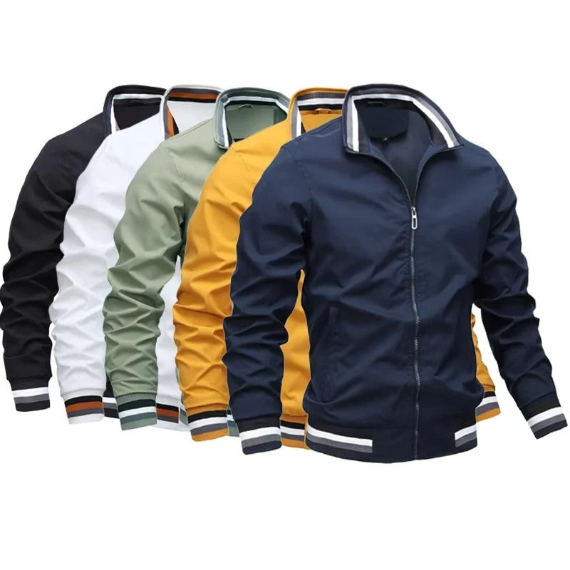 [Hometech] Men's Zip Front Bomber Jacket with Lightweight Design