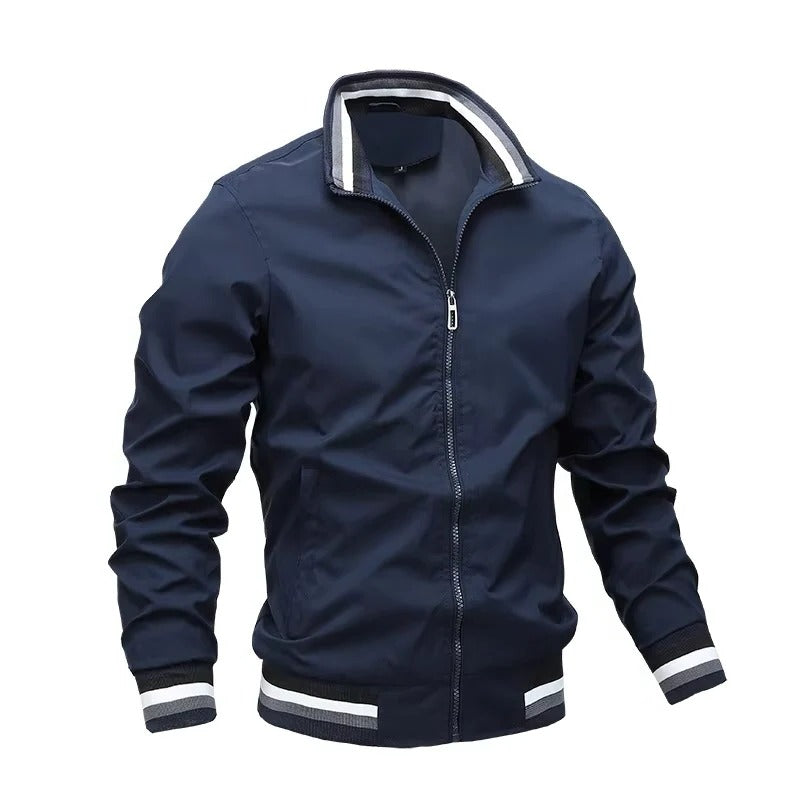 [Hometech] Men's Zip Front Bomber Jacket with Lightweight Design