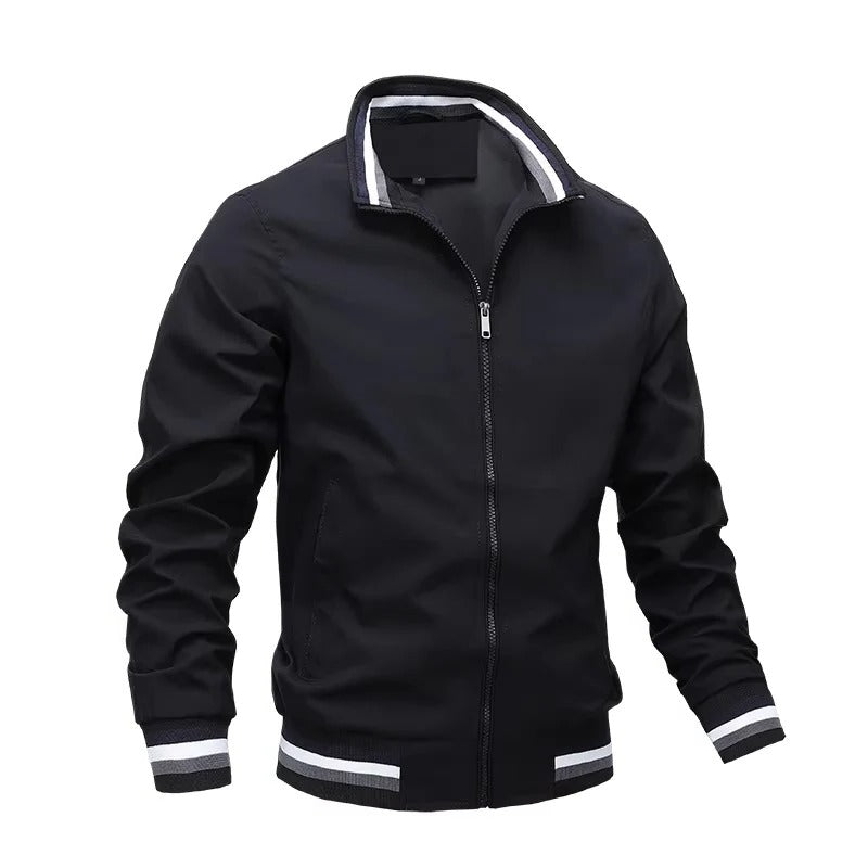 [Hometech] Men's Zip Front Bomber Jacket with Lightweight Design