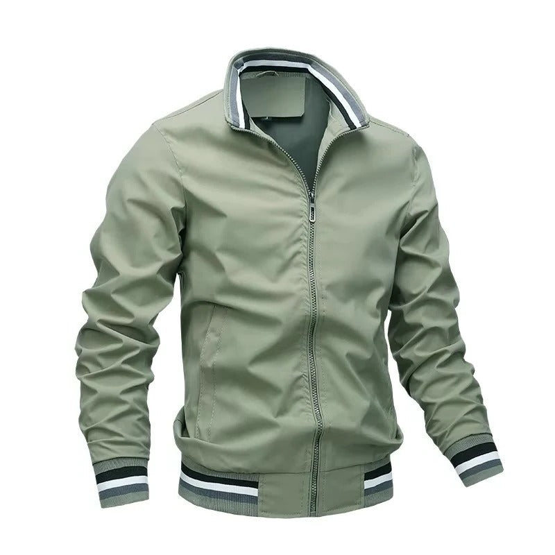 [Hometech] Men's Zip Front Bomber Jacket with Lightweight Design