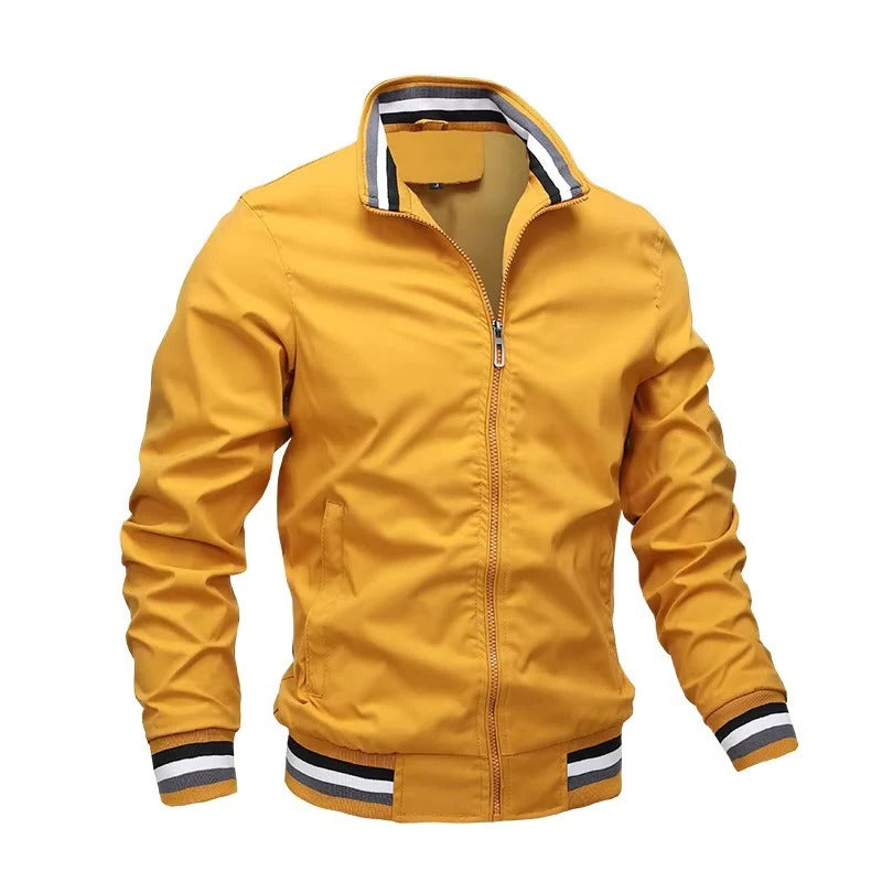 [Hometech] Men's Zip Front Bomber Jacket with Lightweight Design