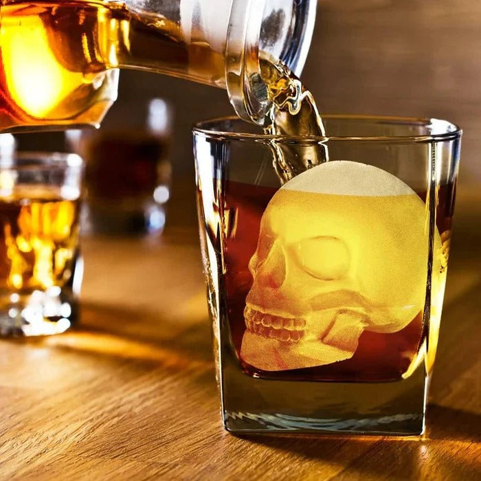 [Hometech] Skull Shaped Silicone Ice Cube Tray with 10 Cavities for Themed Drinks