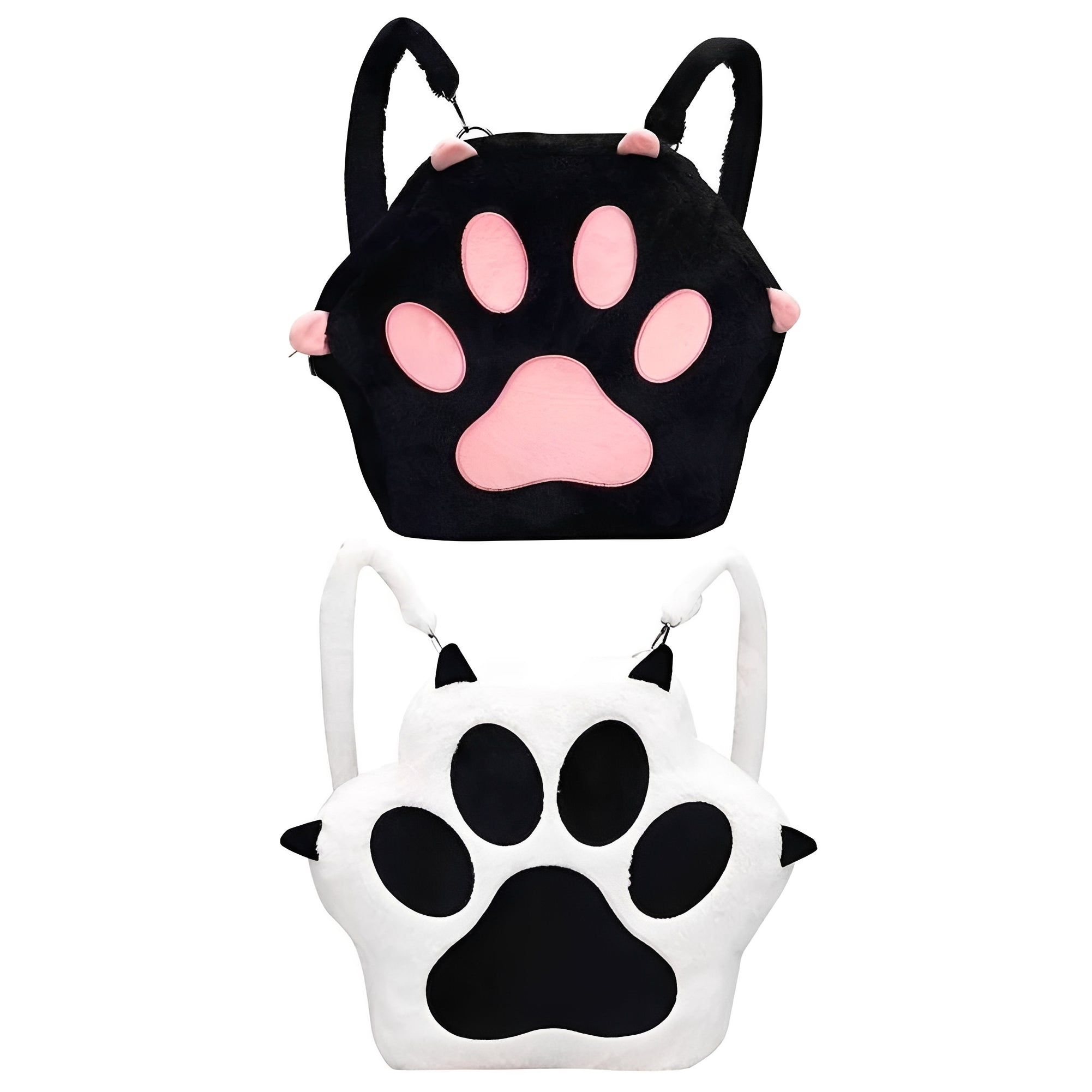 [Hometech] Cat Paw Plush Backpack Purse with Adjustable Straps for Women