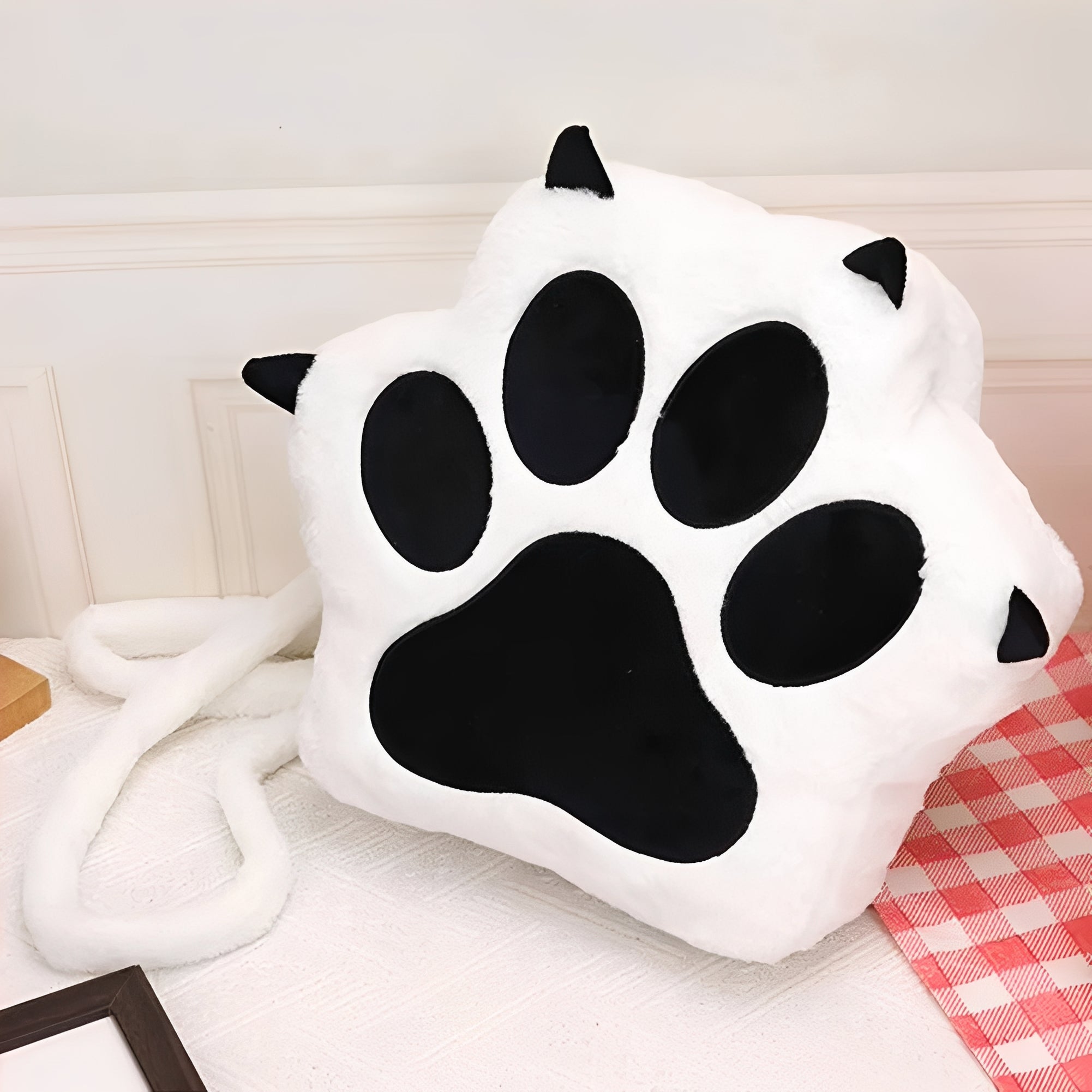 [Hometech] Cat Paw Plush Backpack Purse with Adjustable Straps for Women