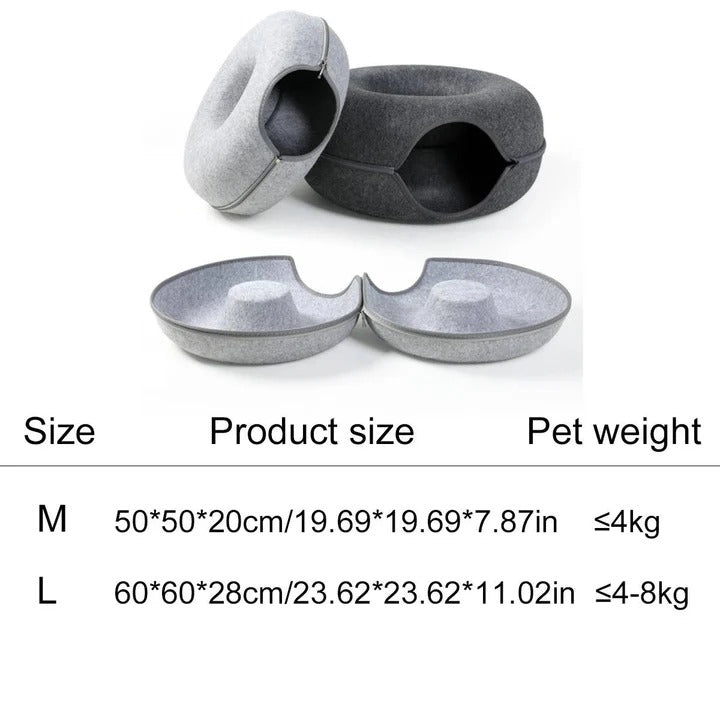 [Hometech] Round Donut Cat Bed with Plush Cushion