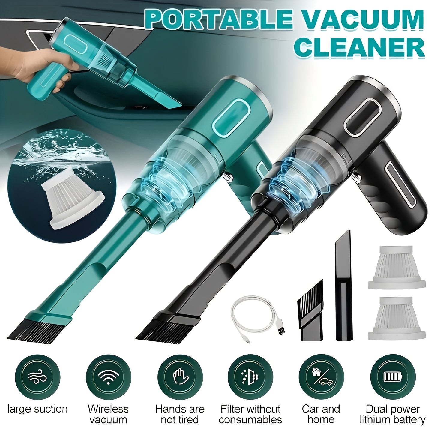 [Hometech] Cordless USB Rechargeable Portable Vacuum for Car and Home