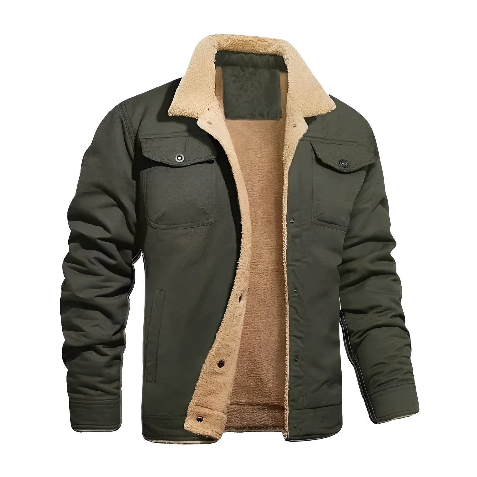 [Hometech] Retro Plush Jacket for Men, Windproof Winter Streetwear