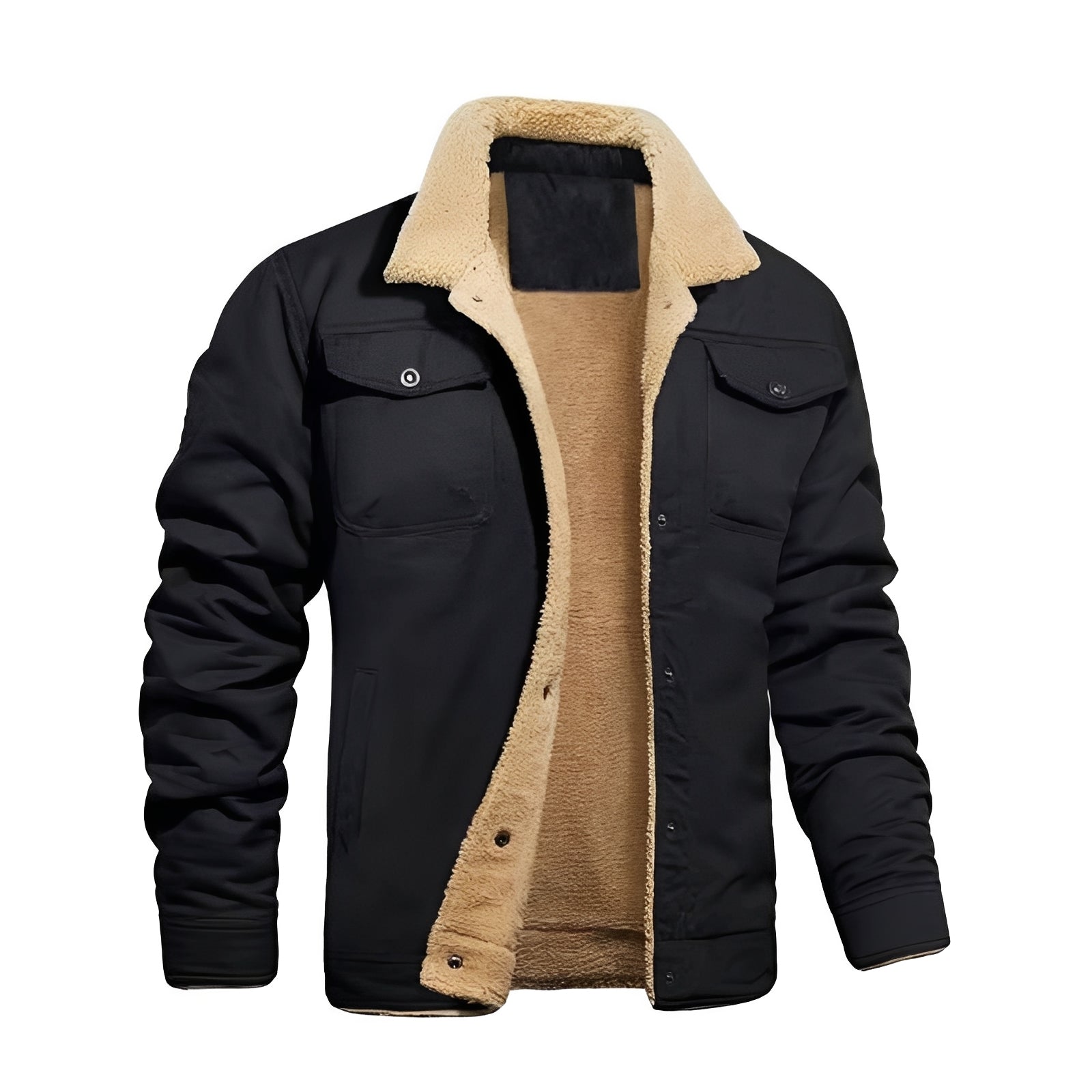 [Hometech] Retro Plush Jacket for Men, Windproof Winter Streetwear